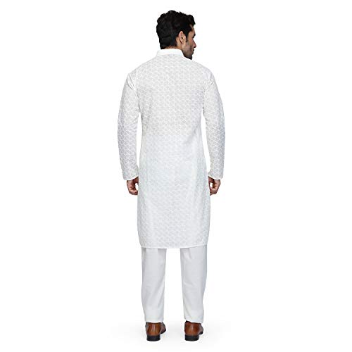 Image of Royal Kurta Men's Cotton Lucknowi Chikan Kurta Pyjama Set ()