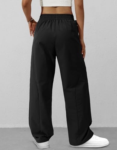 Women's Wide Leg Pants Y2K Trendy Elastic Waist Track Pants Baggy Tie Knot Trousers with Zipper Pockets Streetwear Casual2
