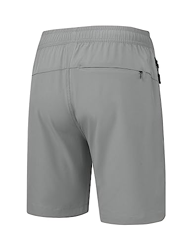Rdruko Men's Hiking Shorts 7 Inch Inseam Quick Dry Workout Shorts Lightweight Running Athletic Short With Zipper Pockets,Light Grey,L #TOP2