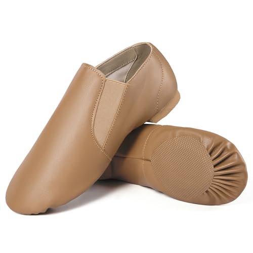 Image of Dynadans Unisex PU Leather Upper Slip-on Jazz Shoe with Elastics for Women and Men's Dance Shoes UG