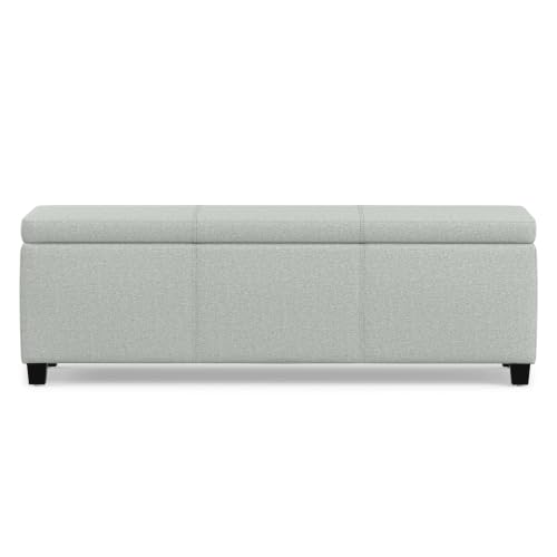Image of SIMPLIHOME Avalon 48 inch Wide Linen Look Fabric Storage Ottoman in Grey