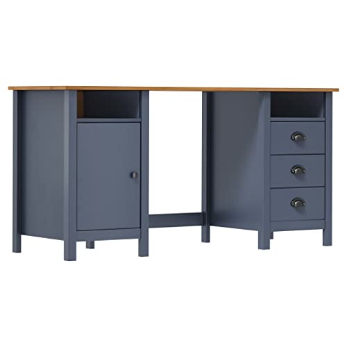Mokuyary Bureau Hill Gris 150x50x74 cm Madera de pino Sólido Escritorio de ordenador para Dormitorio Salón, Estación de Trabajo Mesa de Estudio, Oficinas de Computadorapara