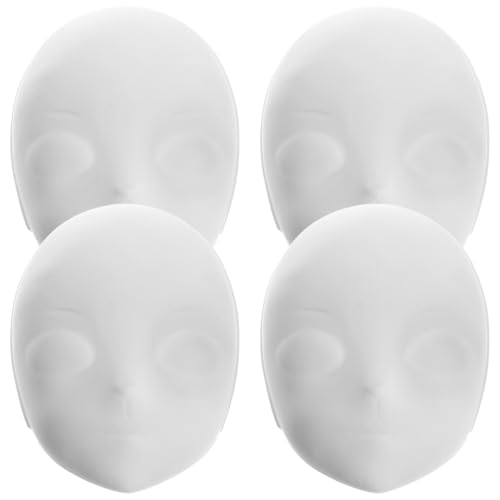 Abaodam DIY Full Face Masks 4pcs Blank Paintable Masks Costume Craft Plain Masquerade for DIY Decoration Art Cosplay Dance Party White