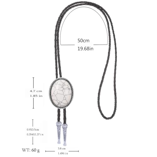 Image of GelConnie Bolo Tie for Men Women Western Cowboy Turquoise Leather Necktie | Natural Stone Bolo Tie Necklace for Women Rodeo Cowboy Leather Necktie Native American Western Cowgirl Ties Adjustable Cord