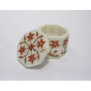 Sottobicchiere da tè con intarsio artistico da 6,5 cm per decorazione ristorante in marmo bianco elegante look bar Decor Coaster da Indian Cottage Crafts