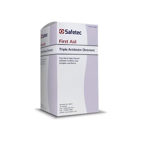 Safetec Triple Antibiotic .9 g. Pouch (144 Count Box) - First Aid Ointment for Minor Cuts, Scrapes and Burns (Pack of 1 Box) Cover