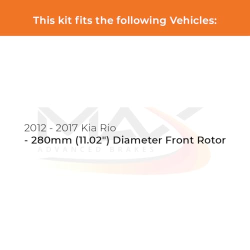 Image of Max Advanced Brakes Front & Rear Brake Kit Compatible With 2012 2013 2014 2015 2016 2017 Kia Rio w /11.02 inch Front Rotors Replacement Premium OE Disc Brake Rotors and Ceramic Brake Pads