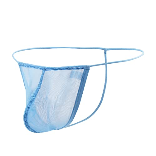 JINSHI Men's Thongs Underwear Silk Brief Micro Mesh Low Rise Sexy T-Back Bulge Pouch Sexy G-Strings Underpants Briefs Nylon