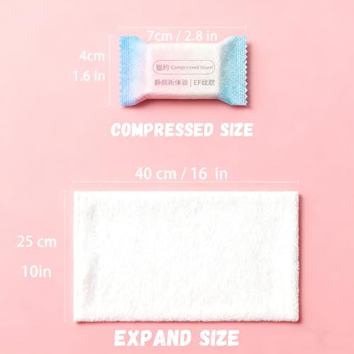 Disposable Face Towel - Travel Towel 16 X 10 in - 22 PCS Compressed Towel Tablets & Camping Towel - Coin Tissues Expands in Water - Magic Washcloths Candy Package for Kitchen Hiking Sport