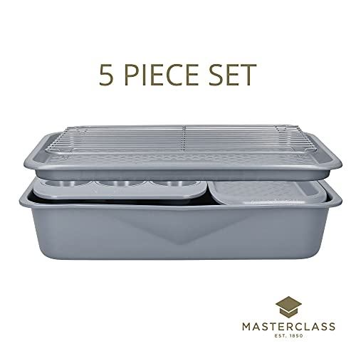 MasterClass Smart Ceramic Stackable Bakeware Set, Carbon Steel with Robust Ceramic Coating, Grey, 5 Pieces - Image 3