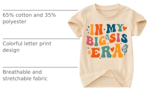 Image of Toddler Big Sister Tee in My Big Sis Era Graphic T-Shirt Big Sis Announcement Crewneck Shirts Sibling Reveal Tops