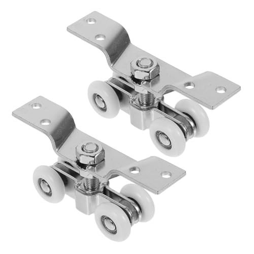 Zerodeko Kit de 2 Poulies Silencieuses en Nylon et Acier Inoxydable, Roulettes pour Porte Coulissante à Galandage, Adaptées aux Rails Suspendre, Installation Rapide pour Portes en Bois,