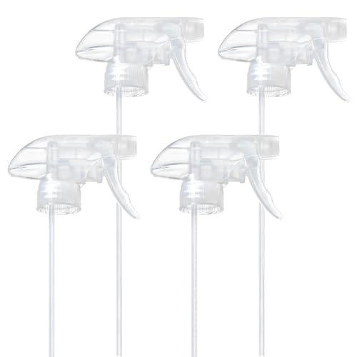 4-Pack Spray Nozzle for Bottles Spray Bottle Nozzle Replacement with 3 Settings (Mist Stream Off) - Fits 8oz & 16oz Bottles for Garden Kitchen Pet Car & Cleaning (Clear)