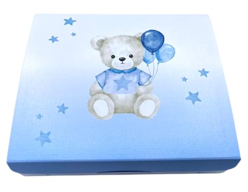 Boîtes d'ourson pour bébé bleu clair : lot de 10 boîtes avec carte cadeau