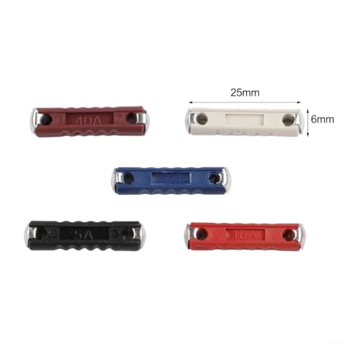 Kit de fusibles automotrices europeos FABULETTA 200 piezas 5A-40A para fusibles torpedo para autos antiguos, metal y plástico de alta conductividad, identificación rápida codificada por color, tamaño 25x6 mm miniatura 5