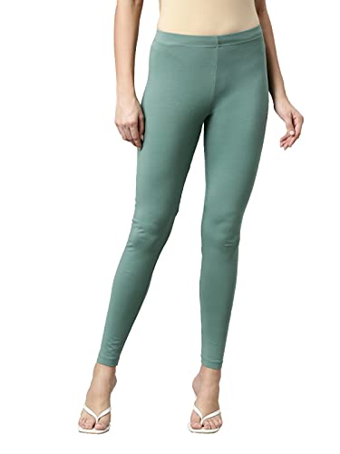 Image of GO COLORS Soft Cotton Stretch Ankle Length Leggings for Women | Breathable