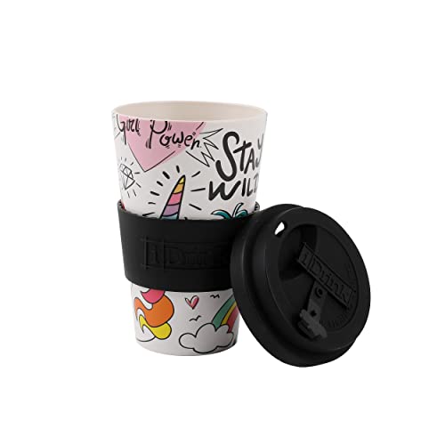 IDRINK®- RPET-Kaffeebecher mit Silikonverschluss zum Öffnen, leicht zu tragen 435 ml Becher zum Mitnehmen aus recyceltem Kunststoff 8… – Ansicht 2
