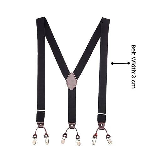 Image of The Tie Hub Suspenders for Men | Slim Clip-On Y-Back Elastic Braces | Adjustable 1.25 Inch | Formal Wedding Office