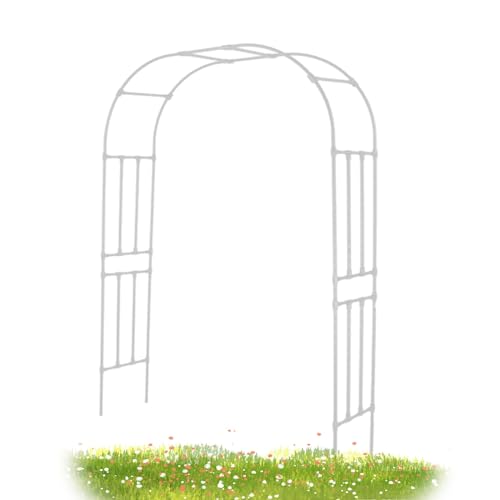 Arco Giardino in Metallo Arco per Rose Piante Rampicanti Interni Esterni Acciaio Giardino Padiglioni Facilità di Montaggio 120x240cm 180x240cm 320x240cm(White,240x240cm/7.9x7.9ft)
