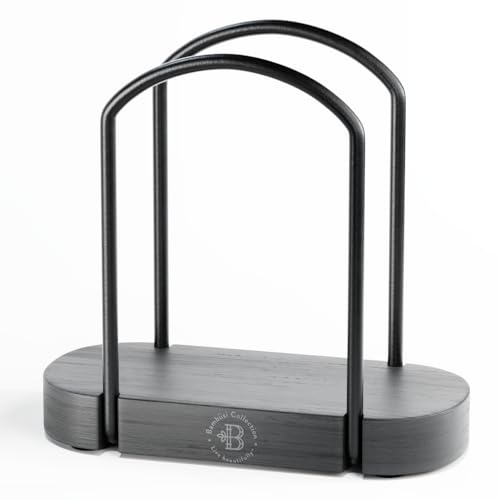 Black Napkin Holder for Table - Bamboo and Iron Standing Napkin Dispenser, Non-Slip Paper Napkin Holder for Kitchen, Farmhouse, Dining Table, Restaurant, Outdoor Use - Rustic and Elegant Design
