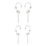 4 clips de oreja de golondrina voladora para mujer, sin perforación, zinc, circonita