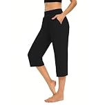 moskrtula Cropped Trousers for Women UK Ladies Capri Leggings Summer Pants Short Crop Stretch 3/4 Length Petite Trousers Short Leg Elasticated Waist Plus Size Summer Shorts Black