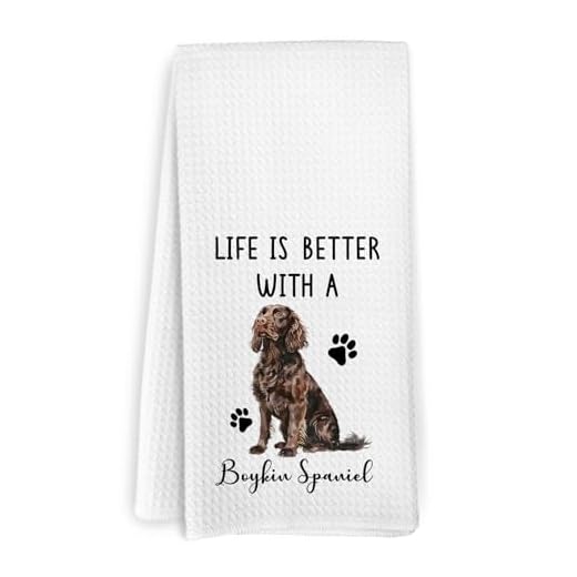 KFXHANGD Funny Boykin Spaniel Dog Gifts Kitchen Towels, Life is Better with a Boykin Spaniel Dish Towels,Dogs Themed Hand Tea Towel for Bathroom Kitchen Decor, Dog Lover Gifts for Women Men, 16x24 in