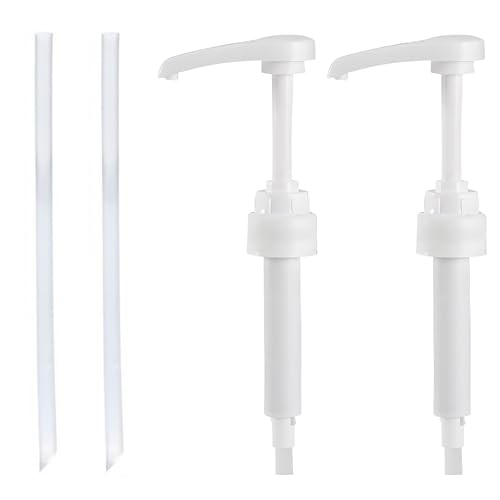 Pompe sirop Monin 700ml et 1000ml : lot de 2 pompes doseuses réutilisables blanches pour bouteille