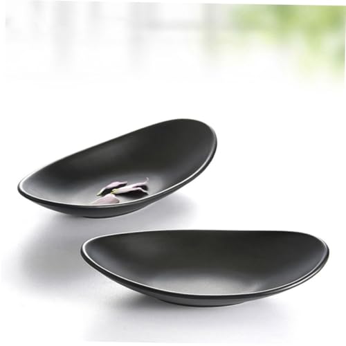 Set de 2 platos pequeños de melamina negros para sushi miniatura 7
