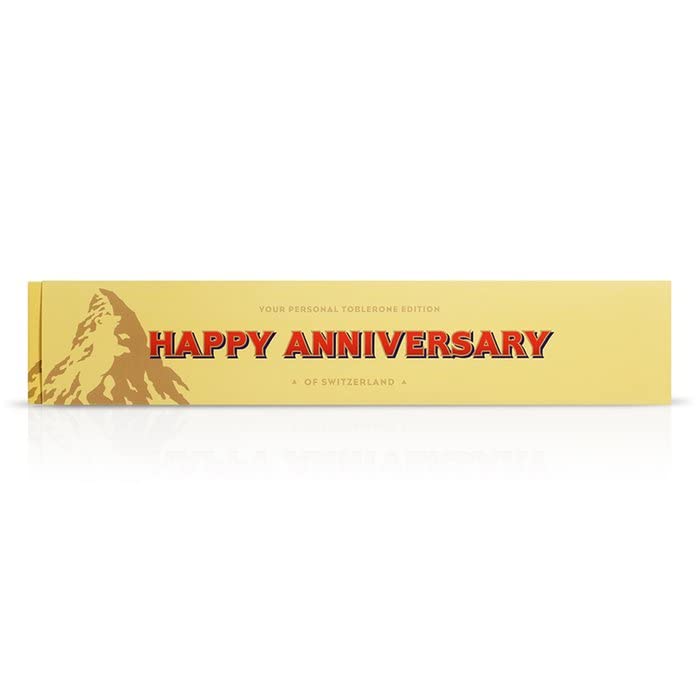 Personalised Happy Anniversary Milk Chocolate Toblerrone With Honey Almond Nougat 100g || Delicious Toblerrone chocolate, with an adorable Happy Anniversary Message