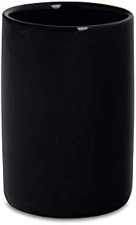 Harbour Housewares Toothbrush Tumbler - Glazed Ceramic Bathroom Cup - Black