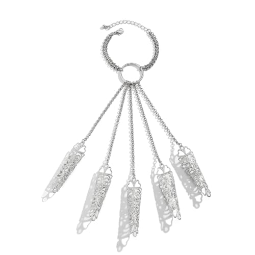 Gothic Finger Nail Tip Claw Bracelet Hollow Butterfly Floral Link Chain Slave Bracelet Belly Dance Gypsy Egyptian Harness Bracelet for Women3