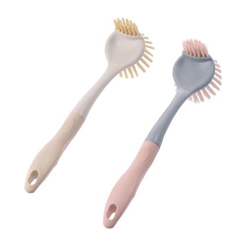 gifthub 2pcs-Scrubber Brush Dish for Kitchen with Stiff, Durable Bristles - Kitchen Sink Cleaning, 2-Sided Scrubbing Brush for Pots, Pans - Kitchen Dish Brush with Long Handle