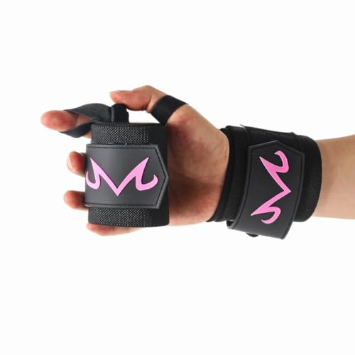 Anime Wrist Wraps Ideal for Weightlifting, Powerlifting, and Crossfit. One Size Fits All. Premium Wrist Support for Gym Workouts (Black/Pink)