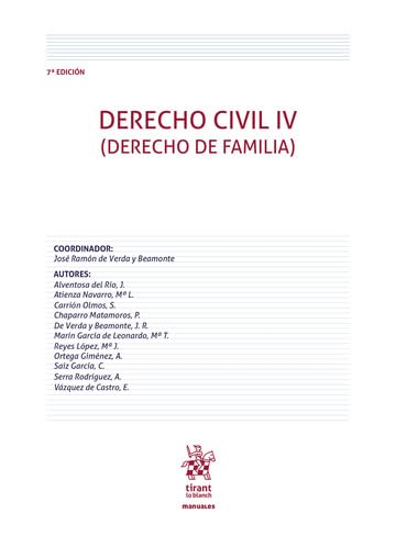 Derecho Civil IV (Derecho de Familia) 7ª Edición (Manuales de Derecho Civil y Mercantil)