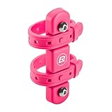 ROCKBROS(ロックブロス)自転車ボトルケージアダプター ボトルケージ 増設マウント ドリンクホルダー シリコン製 フレームに優しい 穴あけ不要 取り付け工具付き 対応フレーム径22-45cm ロードバイク MTB 折り畳み自転車 ピンク