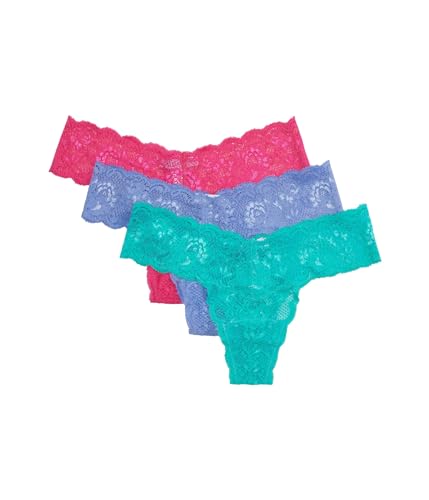 Image of Cosabella Womens Never Say Never 3 Pack Lowrider Thong Portif Bl Flori Pink Addy Grn One Size