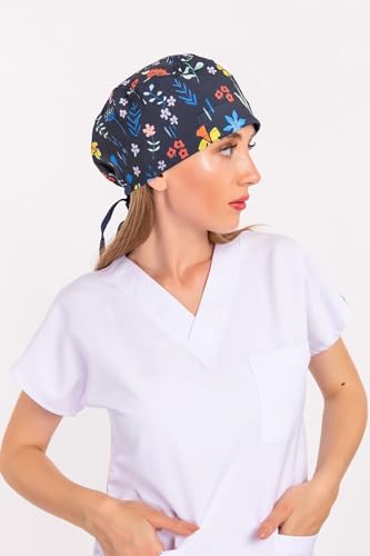 Unisex lale desenli doktor ve cerrahi hemşire bonesi, çok renkli