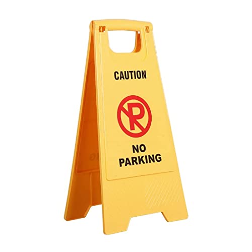 Image of AIR O MATIC NO Parking Caution Sign Board | ABS-Plastic Caution Standing Board (Yellow Sign Board - Big Size)