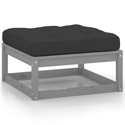 vidaXL 12-TLG. Garten-Lounge-Set mit Kissen Grau Kiefer Massivholz – Bild 6