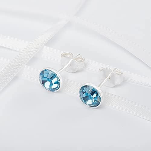 Aeon Birthstone Stud Earrings - March Blue Aquamarine, March Light Blue, 6 millimeters - Image 4