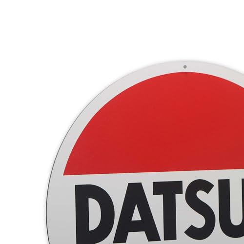 Image of Nissan Datsun Logo Round Metal Sign - Classic Datsun Wall Decor for Garage, Shop or Man Cave