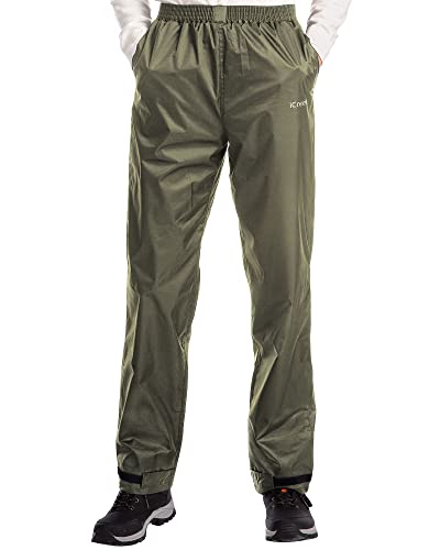 Icreek Men's Rain Pants Waterproof Rain Pants Lightweight Windproof Breathable Over Pants Work Rain Outdoor For Hiking, Golf, Fishing Green #TOP9