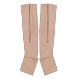 Calcetines cómodos, hasta la rodilla tienen un diseño de punta abierta y una cremallera no pellizcar para facilitar el encendido y apagado