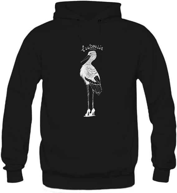Swan High Heel Print on Black Pullover Hoodie