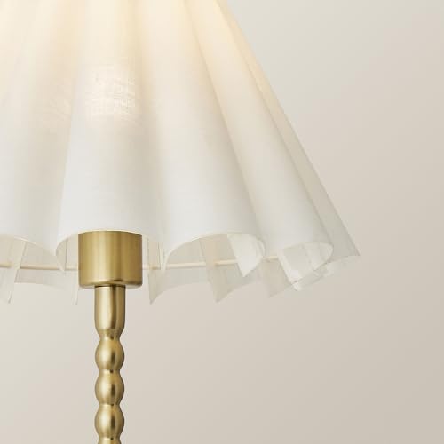 ValueLights | Maeve White Scallop Pleated Tapered Shade Brushed Gold Bobbin Bobble Table Lamp | Table Lamps, Home Décor & Improvement Essential - Image 2