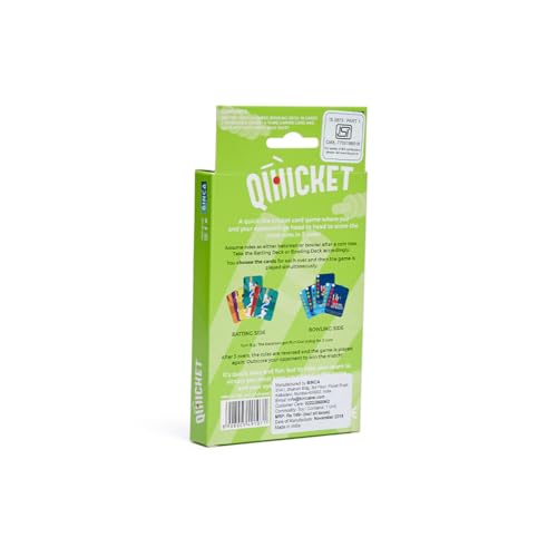 Binca Qwicket - Fun Cricket Card Game for All, Return Gifts for Birthday, Family Game for Kids, Teens and Adults, Indoor Cricket Cards, Gifts for Kids Ages 7, 8,9 and Up (2 Players)
