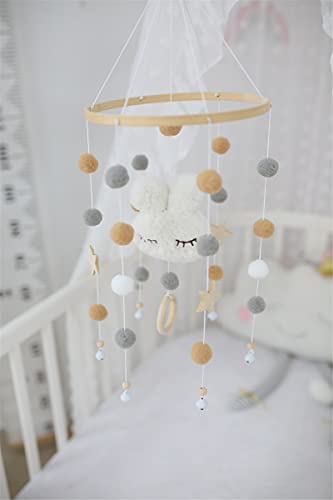 SWECOMZE Mobiele baby, babybed, mobiel windspel, hangende bedbel met vilten ballen en haas, cadeau voor baby's, meisjes… - Image 4