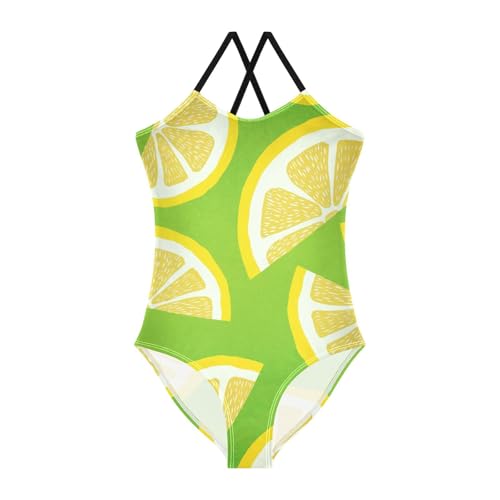 GuoChe Lemon Green and Yellow Girls Swimsuit 1 Piecing Bathing Suits for Girls Toddler Girl Swim Suit Beach