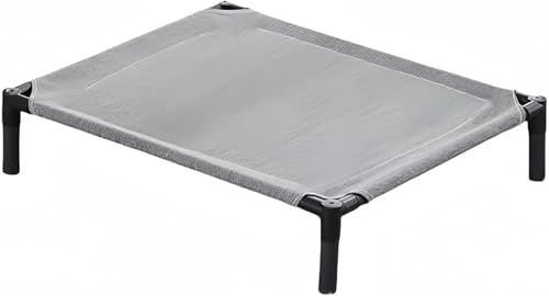 Vskd夏用ペットベッド 猫用犬用 脚付きの小型犬キャンプ用ベッド 猫の温度調節 犬の温度調節 猫の寝床 通気性 猫の巣 夏は地面から離れて洗える 涼しい巣 四季を通して使える (厚くなった灰色,M 60*50*12cm)